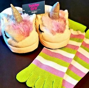 Little girls Unicorn shoes with toe socks